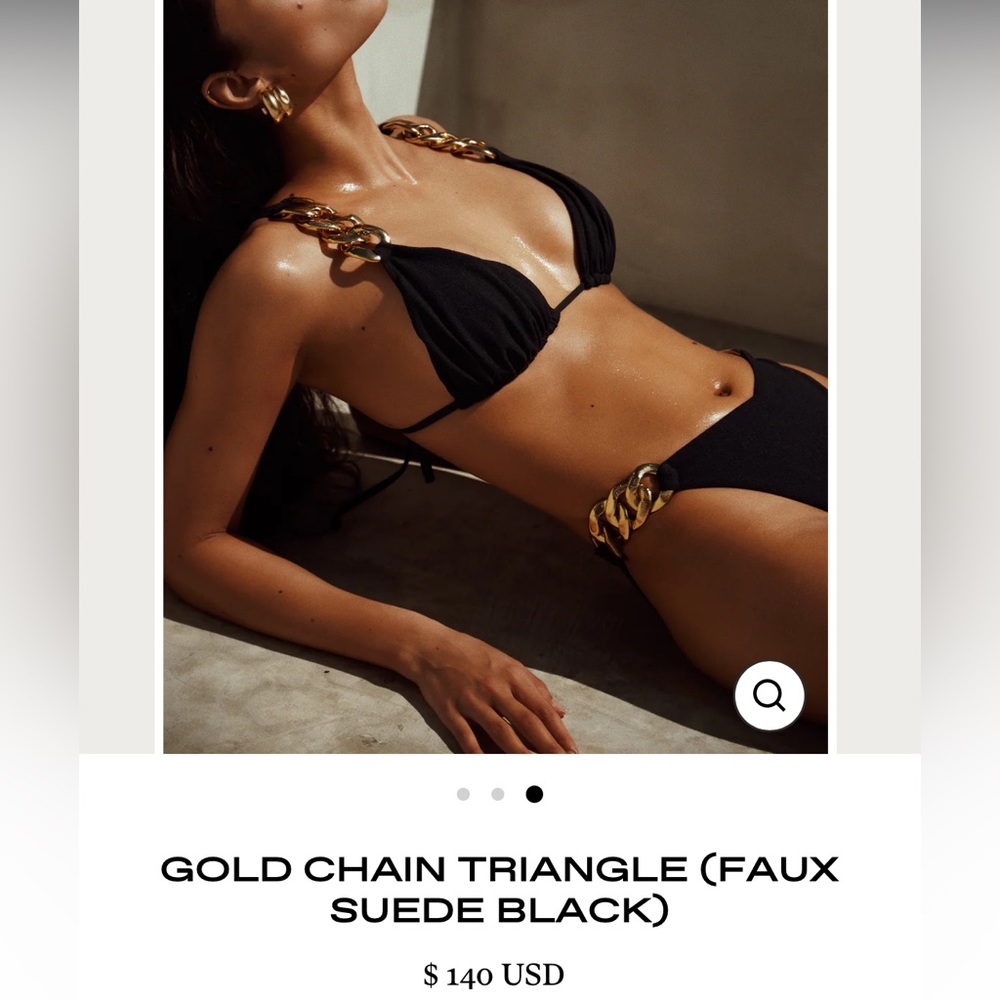 Gold Chain Faux Suede Triangle Top